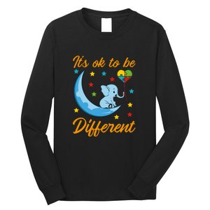 It's Ok To Be Different Cute Elephant Autism Awareness Month Gift Long Sleeve Shirt