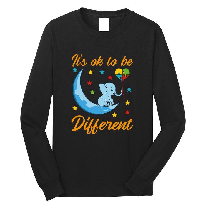 It's Ok To Be Different Cute Elephant Autism Awareness Month Gift Long Sleeve Shirt