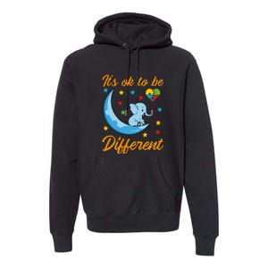 It's Ok To Be Different Cute Elephant Autism Awareness Month Gift Premium Hoodie