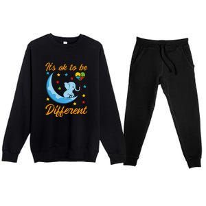 It's Ok To Be Different Cute Elephant Autism Awareness Month Gift Premium Crewneck Sweatsuit Set