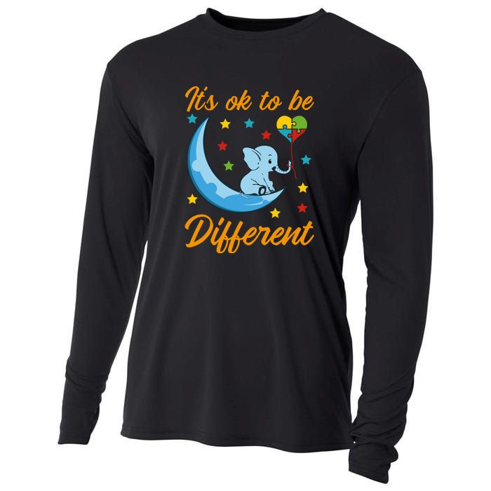 It's Ok To Be Different Cute Elephant Autism Awareness Month Gift Cooling Performance Long Sleeve Crew