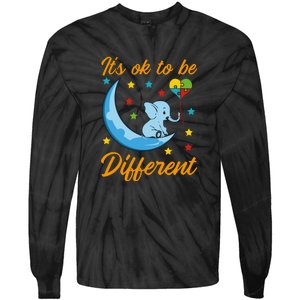 It's Ok To Be Different Cute Elephant Autism Awareness Month Gift Tie-Dye Long Sleeve Shirt