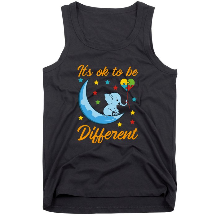 It's Ok To Be Different Cute Elephant Autism Awareness Month Gift Tank Top