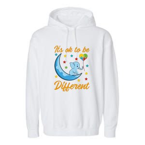 It's Ok To Be Different Cute Elephant Autism Awareness Month Gift Garment-Dyed Fleece Hoodie