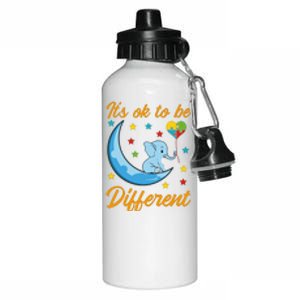 It's Ok To Be Different Cute Elephant Autism Awareness Month Gift Aluminum Water Bottle