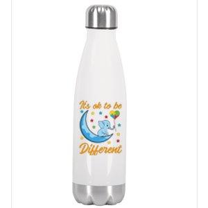 It's Ok To Be Different Cute Elephant Autism Awareness Month Gift Stainless Steel Insulated Water Bottle