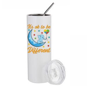 It's Ok To Be Different Cute Elephant Autism Awareness Month Gift Stainless Steel Tumbler