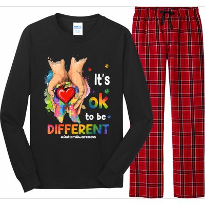 Its Ok To Be Different Autism Awareness Matching Family 2024 Gift Long Sleeve Pajama Set