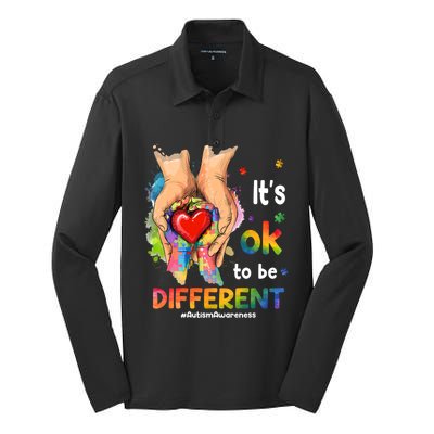 Its Ok To Be Different Autism Awareness Matching Family 2024 Gift Silk Touch Performance Long Sleeve Polo