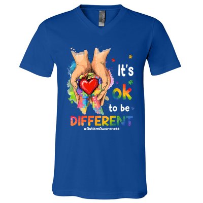 Its Ok To Be Different Autism Awareness Matching Family 2024 Gift V-Neck T-Shirt