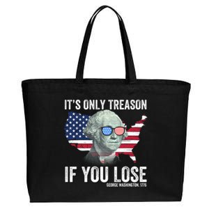 It’S Only Treason If You Lose Funny Patriotic American Us Flag Fourth Of July Cotton Canvas Jumbo Tote