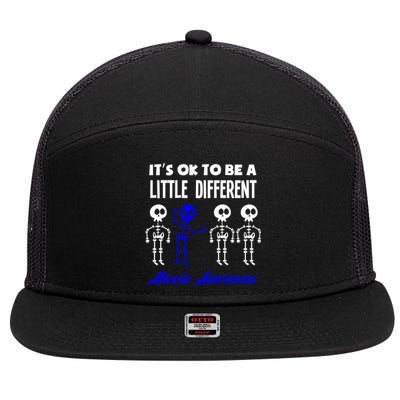 ItS Ok To Be A Little Different Ataxia Awareness Gift 7 Panel Mesh Trucker Snapback Hat