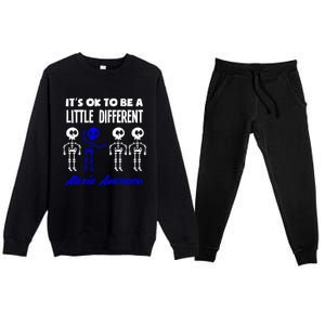 ItS Ok To Be A Little Different Ataxia Awareness Gift Premium Crewneck Sweatsuit Set