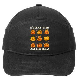 It's Okay To Feel All The Feels Pumpkin Emotion Thanksgiving 7-Panel Snapback Hat