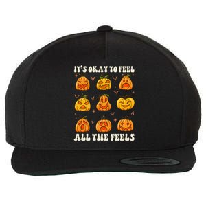 It's Okay To Feel All The Feels Pumpkin Emotion Thanksgiving Wool Snapback Cap