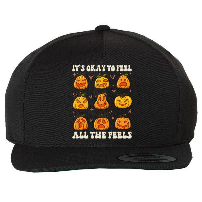 It's Okay To Feel All The Feels Pumpkin Emotion Thanksgiving Wool Snapback Cap