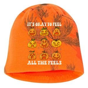 It's Okay To Feel All The Feels Pumpkin Emotion Thanksgiving Kati - Camo Knit Beanie