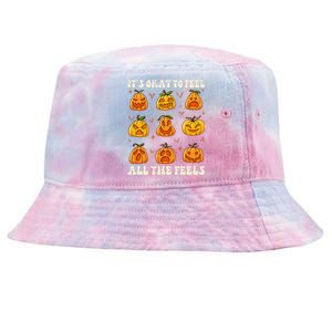 It's Okay To Feel All The Feels Pumpkin Emotion Thanksgiving Tie-Dyed Bucket Hat