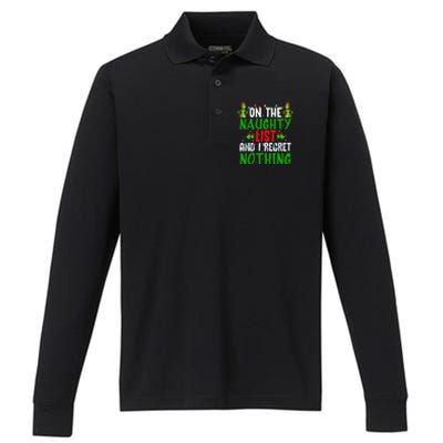 IM On The Naughty List And I Regret Nothing Performance Long Sleeve Polo