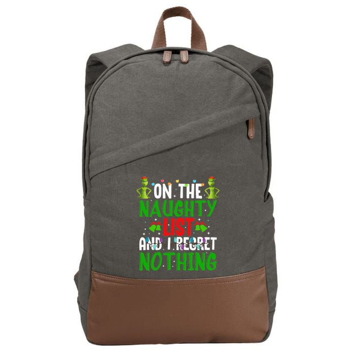 IM On The Naughty List And I Regret Nothing Cotton Canvas Backpack
