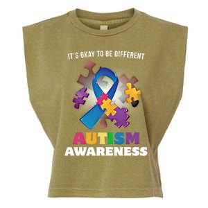 Its Ok To Be Different Autism Awareness Acceptance Ribbon Gift Garment-Dyed Women's Muscle Tee