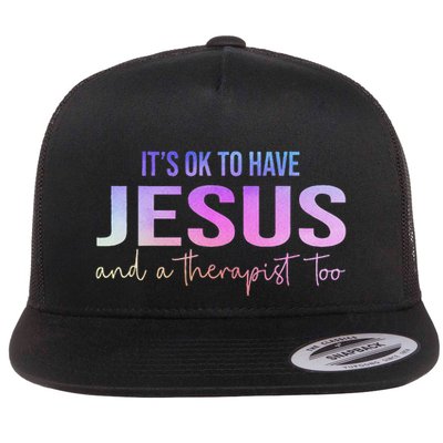 ItS Ok To Have Jesus And A Therapist Too Funny Christian Flatbill Hat