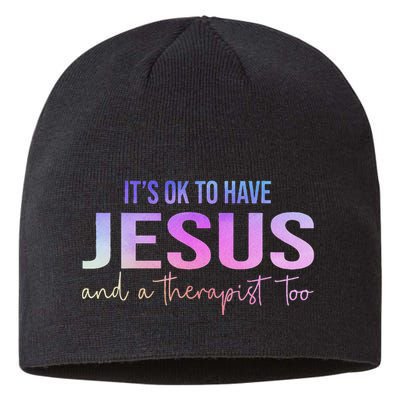 ItS Ok To Have Jesus And A Therapist Too Funny Christian Sustainable Beanie