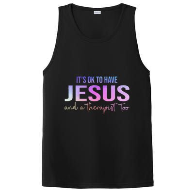 ItS Ok To Have Jesus And A Therapist Too Funny Christian PosiCharge Competitor Tank
