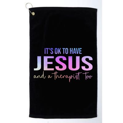 ItS Ok To Have Jesus And A Therapist Too Funny Christian Golf Towel