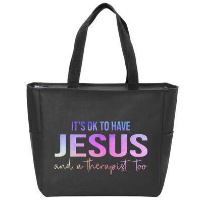 ItS Ok To Have Jesus And A Therapist Too Funny Christian Zip Tote Bag