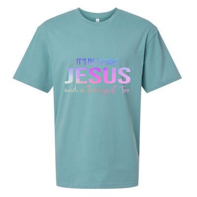 ItS Ok To Have Jesus And A Therapist Too Funny Christian Sueded Cloud Jersey T-Shirt