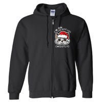 IM On The Nice List Mostly Santa Cat Christmas Quote Full Zip Hoodie