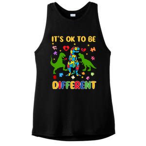 Its Ok To Be Different Autism Awareness Dinosaur Cute Trex Gift Ladies PosiCharge Tri-Blend Wicking Tank