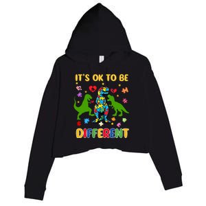 Its Ok To Be Different Autism Awareness Dinosaur Cute Trex Gift Crop Fleece Hoodie