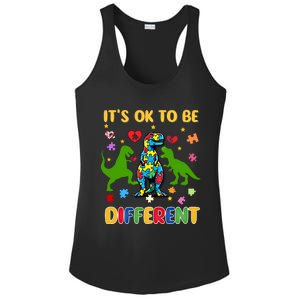 Its Ok To Be Different Autism Awareness Dinosaur Cute Trex Gift Ladies PosiCharge Competitor Racerback Tank