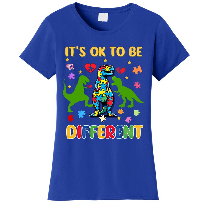 Its Ok To Be Different Autism Awareness Dinosaur Cute Trex Gift Women's T-Shirt