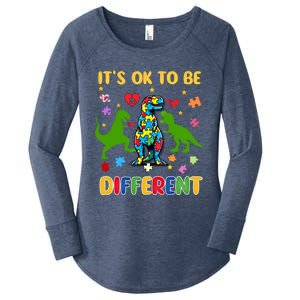 Its Ok To Be Different Autism Awareness Dinosaur Cute Trex Gift Women's Perfect Tri Tunic Long Sleeve Shirt