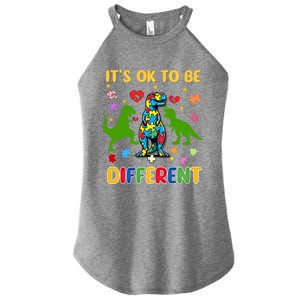 Its Ok To Be Different Autism Awareness Dinosaur Cute Trex Gift Women's Perfect Tri Rocker Tank