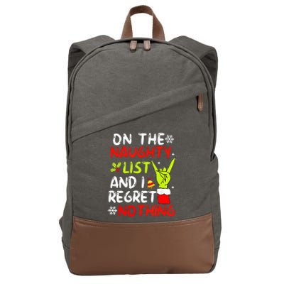 Im On The Naughty List And I Regret Nothing Christmas Cotton Canvas Backpack