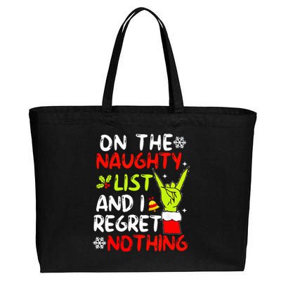 Im On The Naughty List And I Regret Nothing Christmas Cotton Canvas Jumbo Tote