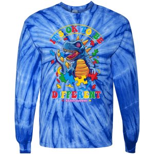 ItS Ok To Be Different Autism Awareness Dinosaur Great Gift Tie-Dye Long Sleeve Shirt