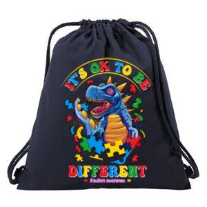 ItS Ok To Be Different Autism Awareness Dinosaur Great Gift Drawstring Bag