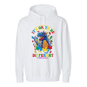 ItS Ok To Be Different Autism Awareness Dinosaur Great Gift Garment-Dyed Fleece Hoodie