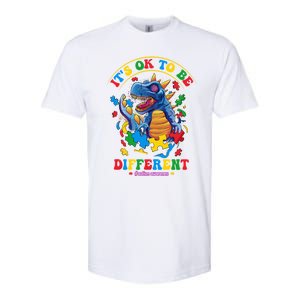 ItS Ok To Be Different Autism Awareness Dinosaur Great Gift Softstyle CVC T-Shirt