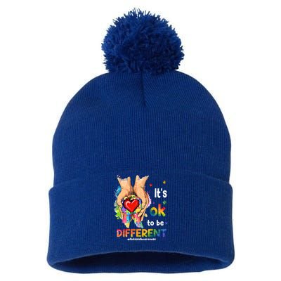 Its Ok To Be Different Autism Awareness Matching Family 2024 Gift Pom Pom 12in Knit Beanie