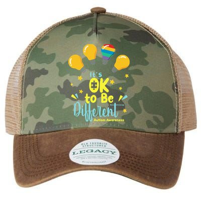 It's OK To Be Different Cute Autism Awareness Quote Legacy Tie Dye Trucker Hat