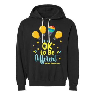 It's OK To Be Different Cute Autism Awareness Quote Garment-Dyed Fleece Hoodie
