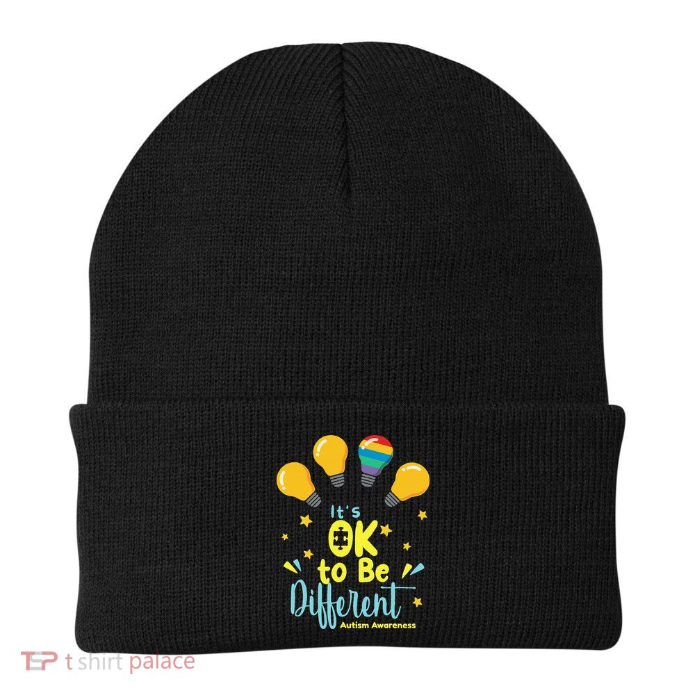 It's OK To Be Different Cute Autism Awareness Quote Beanie