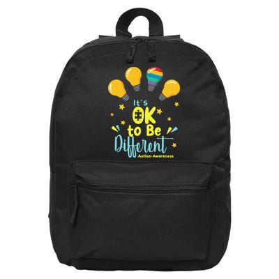 It's OK To Be Different Cute Autism Awareness Quote 16 in Basic Backpack