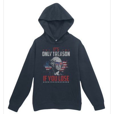 Its Only Treason If You Lose George Washington American Flag Urban Pullover Hoodie